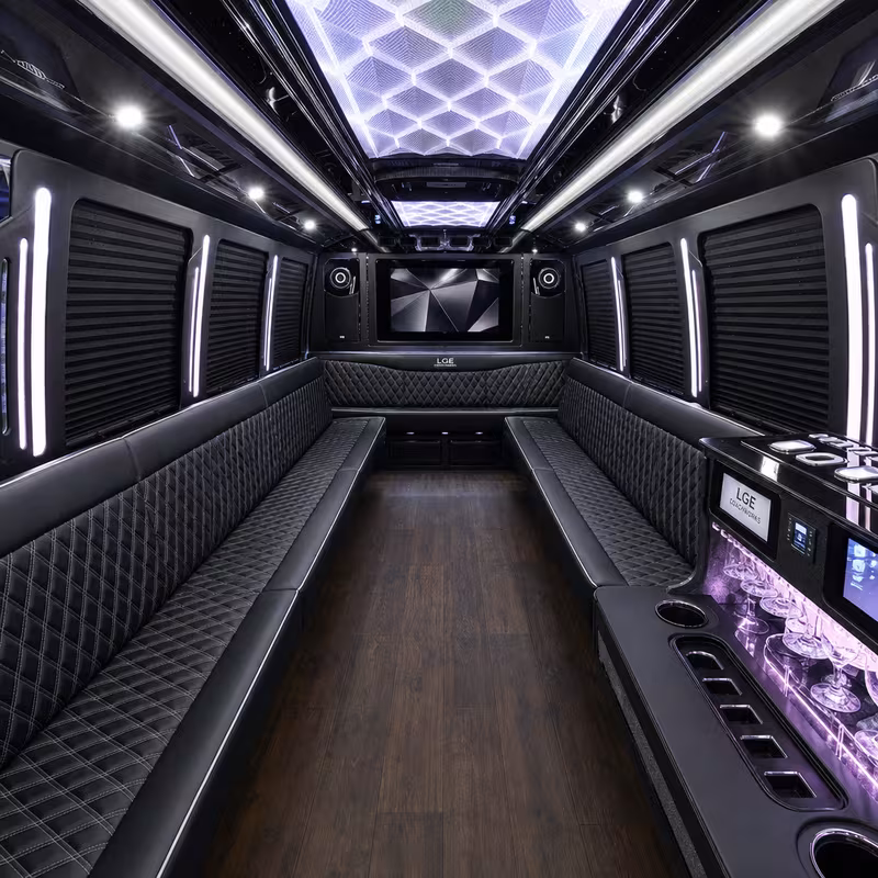 15 Passenger Party Bus Interior