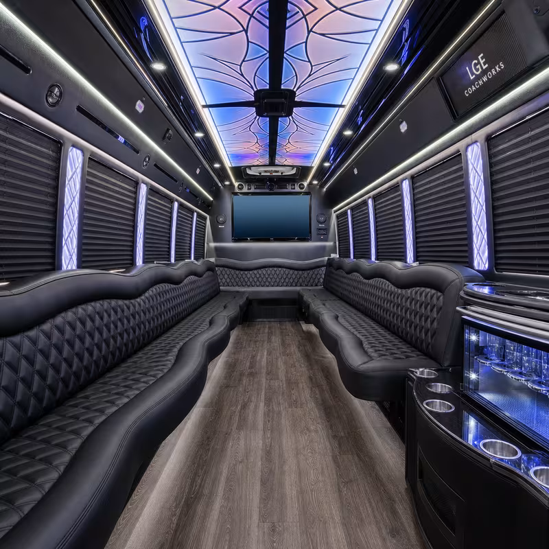 18 Passenger Party Bus Interior