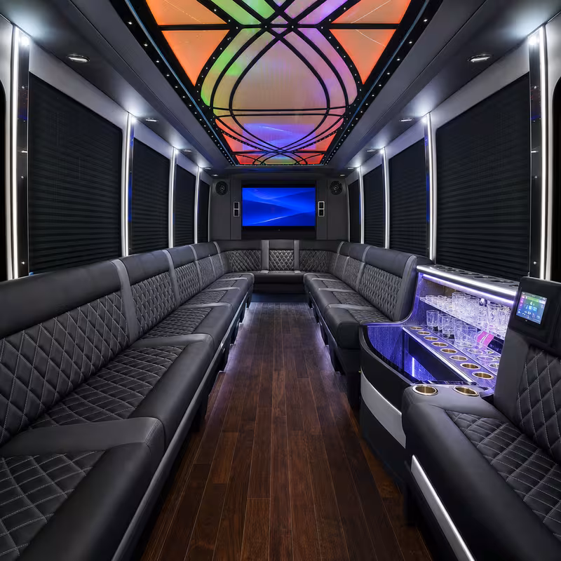 18 Passenger Party Bus Interior