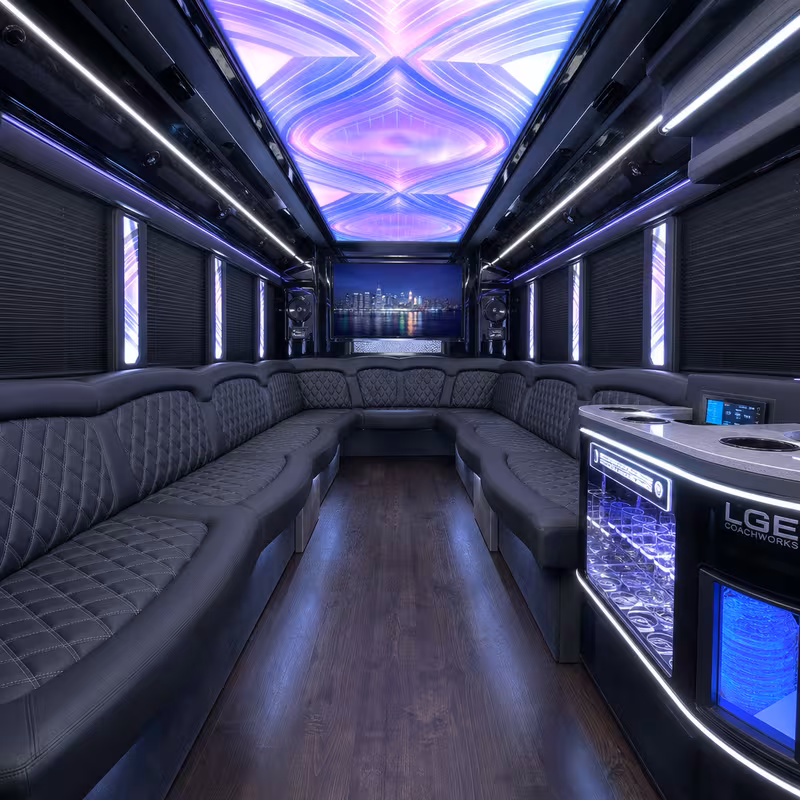 20 Passenger Party Bus Interior