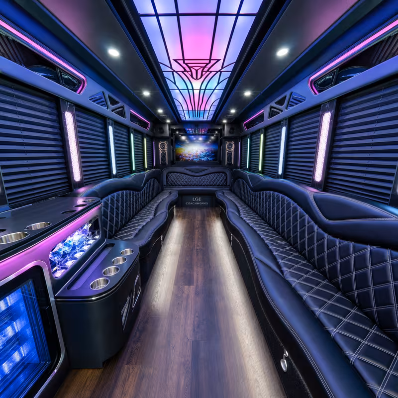 20 Passenger Party Bus Interior