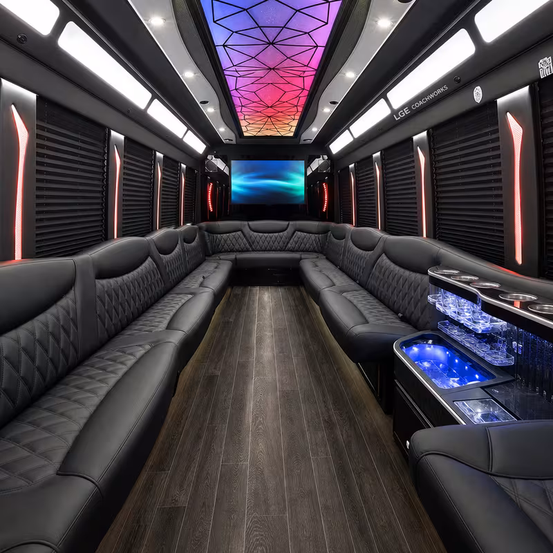 25 Passenger Party Bus Interior