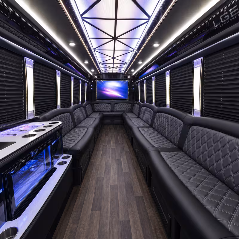 28 Passenger Party Bus Interior
