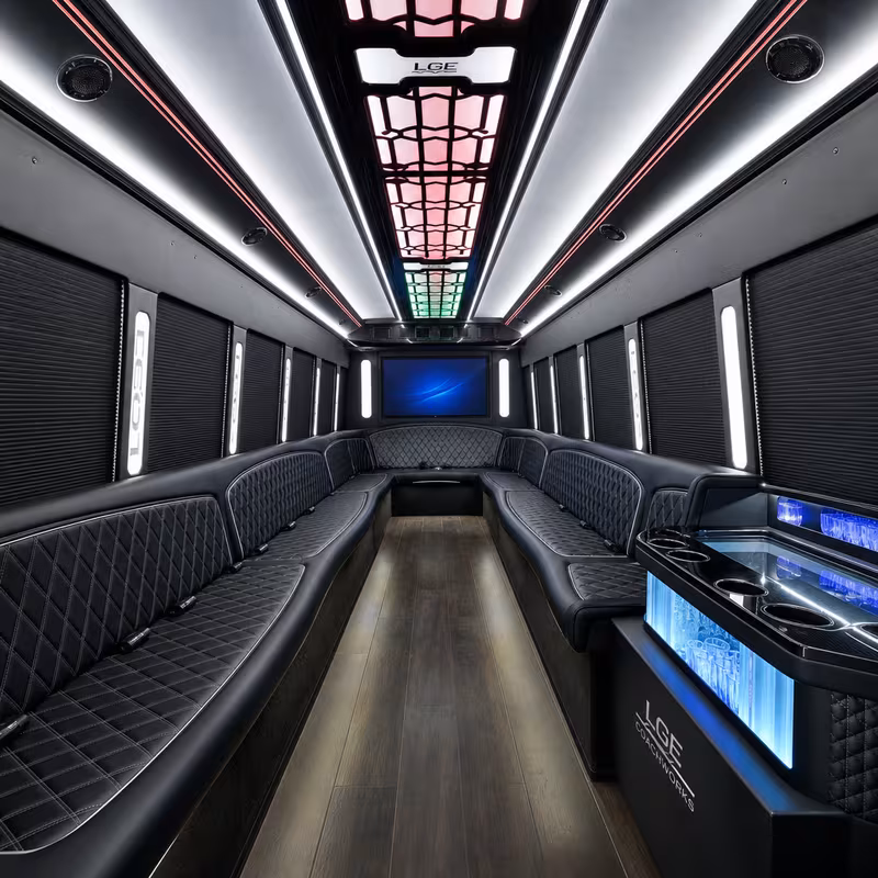 28 Passenger Party Bus Interior