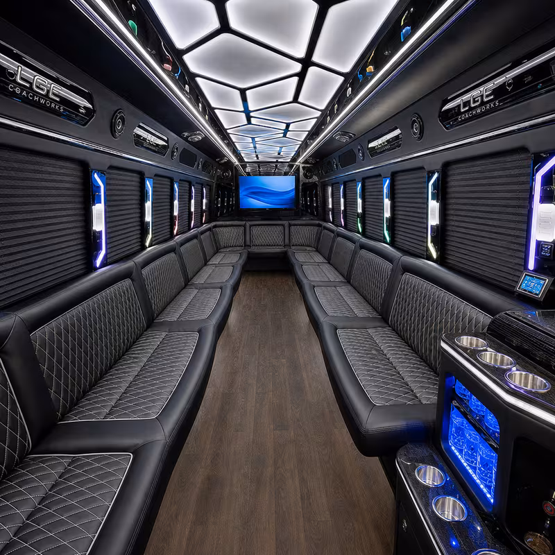50 Passenger Party Bus Interior