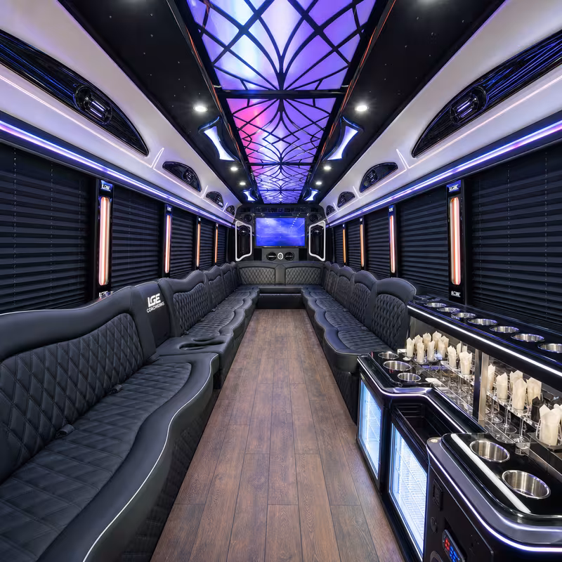 50 Passenger Party Bus Interior