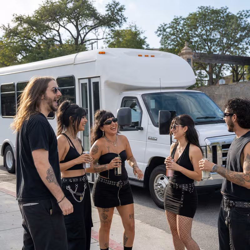 Black Mercedes Sprinter van staged for an St. Petersburg Concert Transportation group