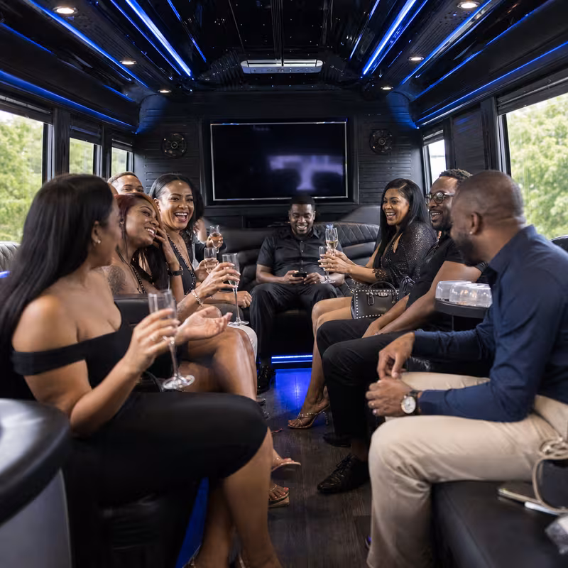 Black Mercedes Sprinter van staged for an St. Petersburg Private Event Transportation group
