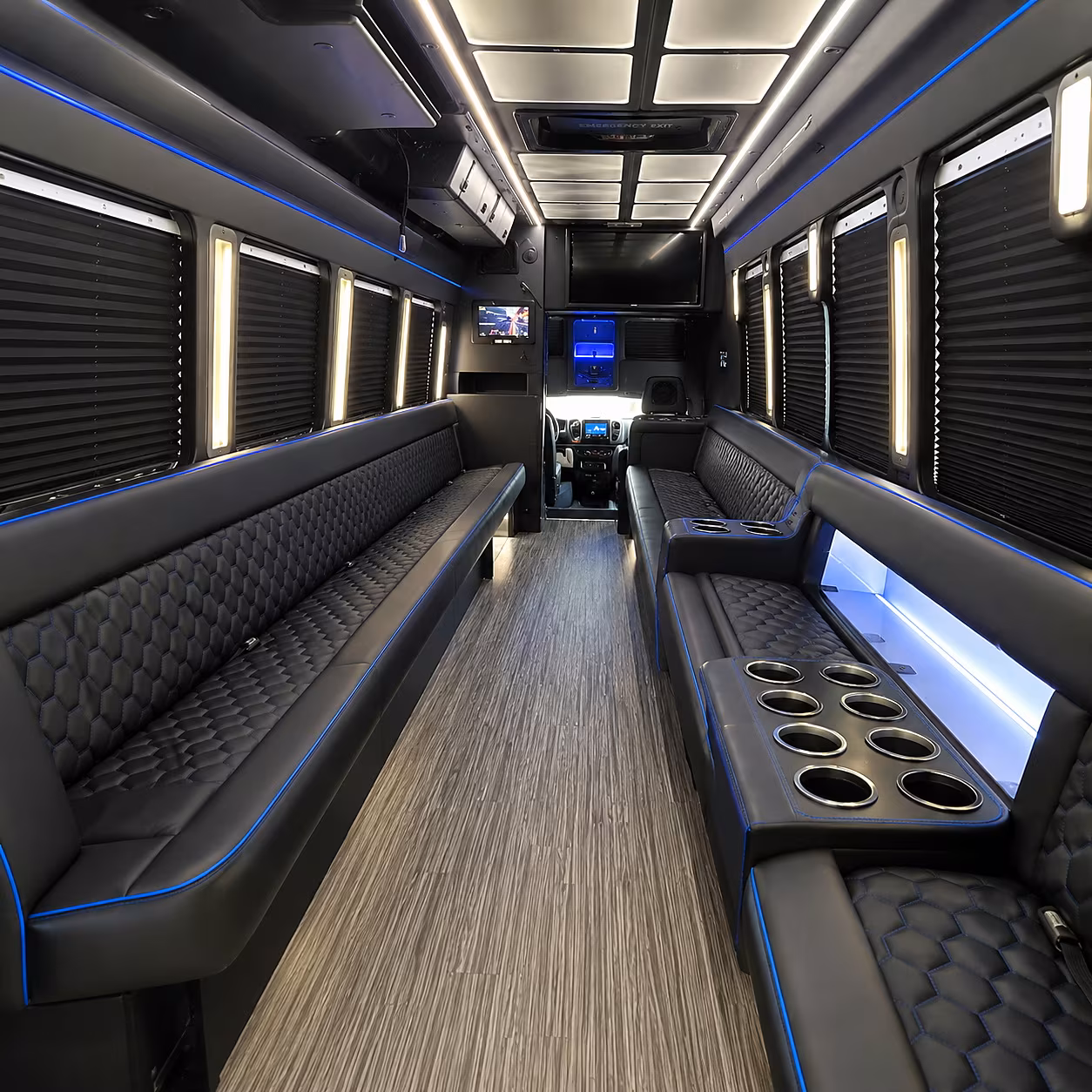 St. Petersburg Birthday, Sweet 16, & Quinceañera Transportation party bus interior